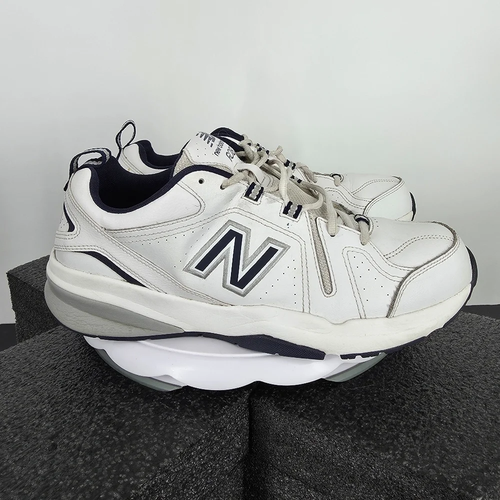 New Balance 608v5 White Navy Leather Cross Training Shoes Men's 11.5 MX608WN5